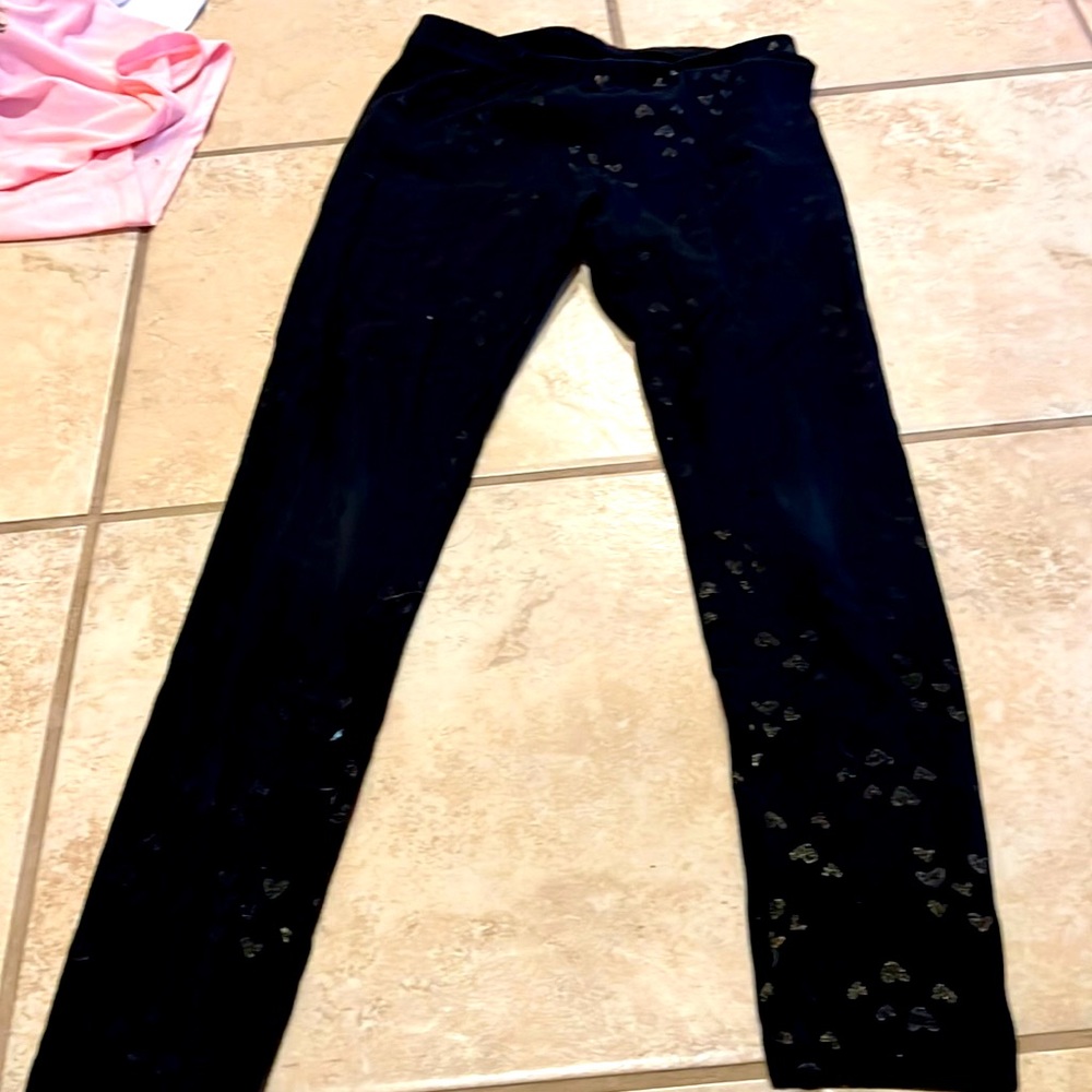 Girls leggings gold faded hearts cute